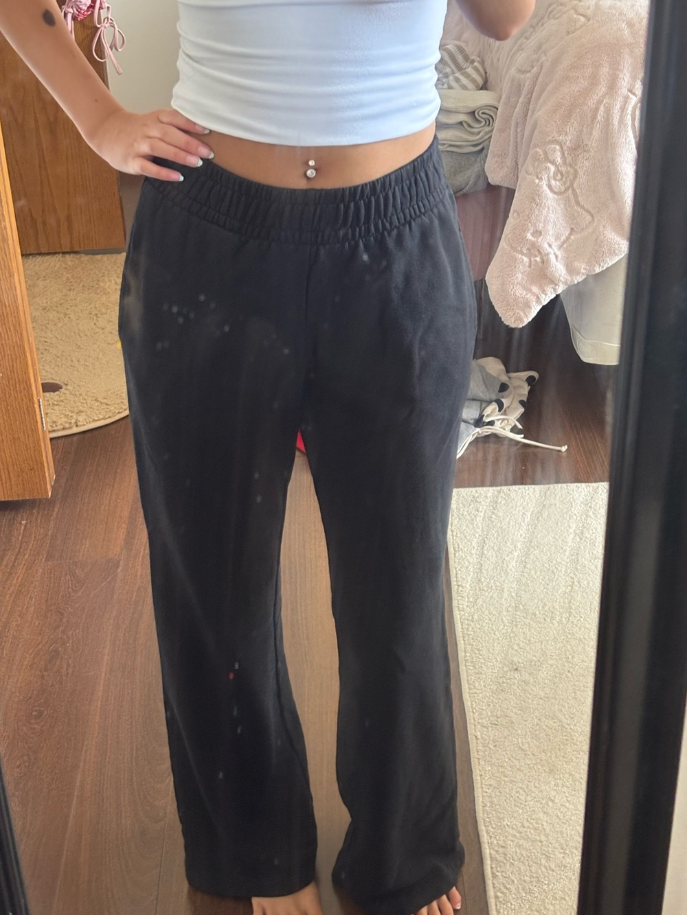 wild fable Black Elastic-Waist Casual Pants